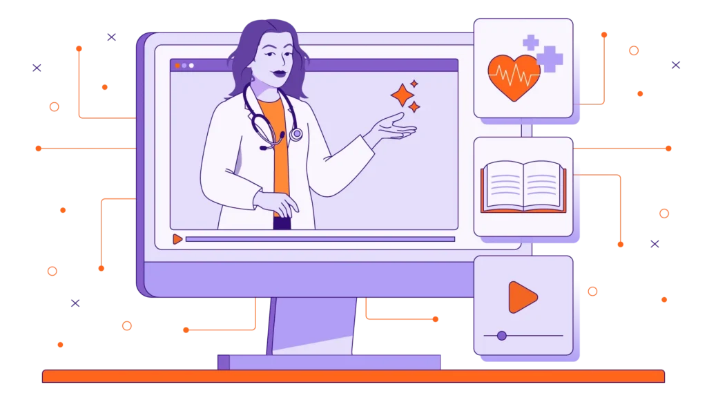 Instructional designer using AI companion tool to create patient education microlearning script